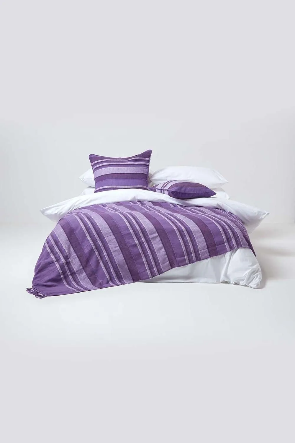 Homescapes Cotton Striped Morocco Cushion Cover in Mauve 4