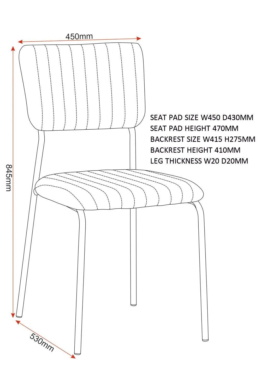Seconique Sheldon Chair( Set Of 4 ) in Burnt Orange 6
