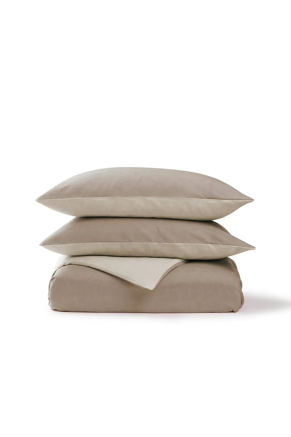 CHRISTY 'Relaxed Linen' Washed Finish Reversible Duvet Cover Set in Beige 2