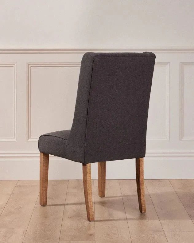 Dibor Cannes Button Back Kitchen Furniture Dining Room Chair - Charcoal in Brown 4