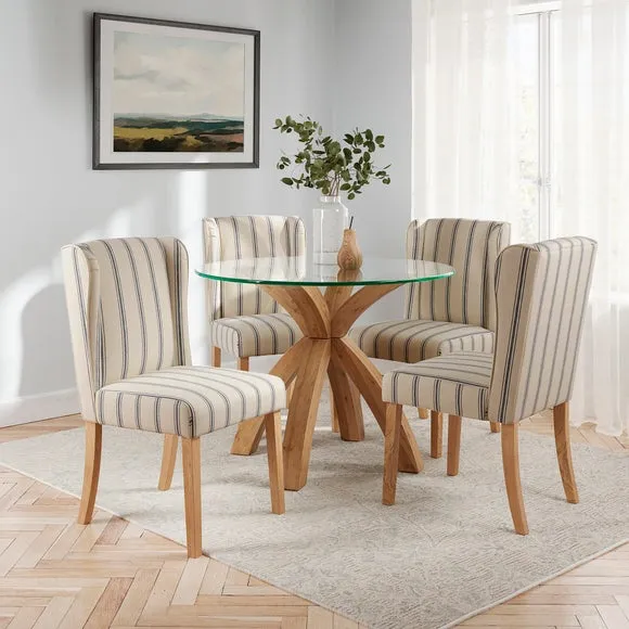Oswald Set of 2 Dining Chairs, Folkstone Blue Stripe 2