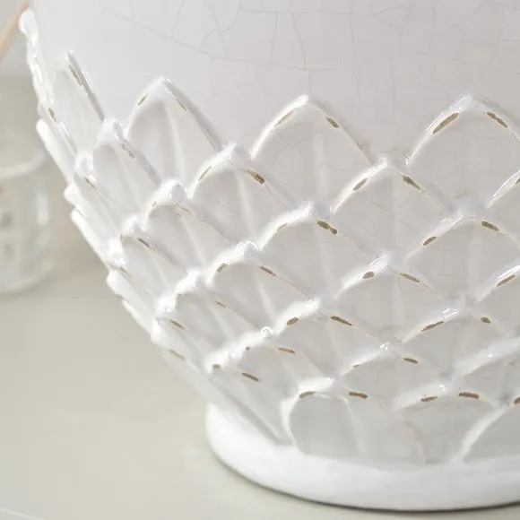 Willow White Leaf Detail Stoneware Vase 2