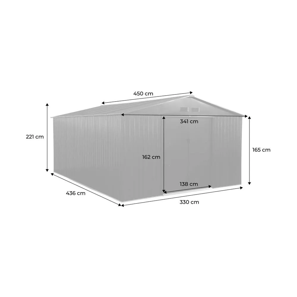 sweeek Galvanized steel garden shed 15.35m² with anchoring kit in Dark Grey 5