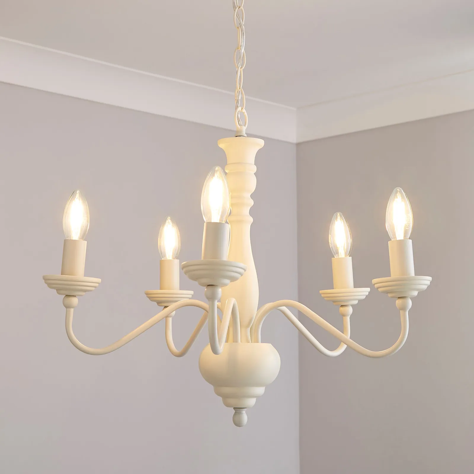 Alosno 5 Light Candelabra White Ceiling Fitting White