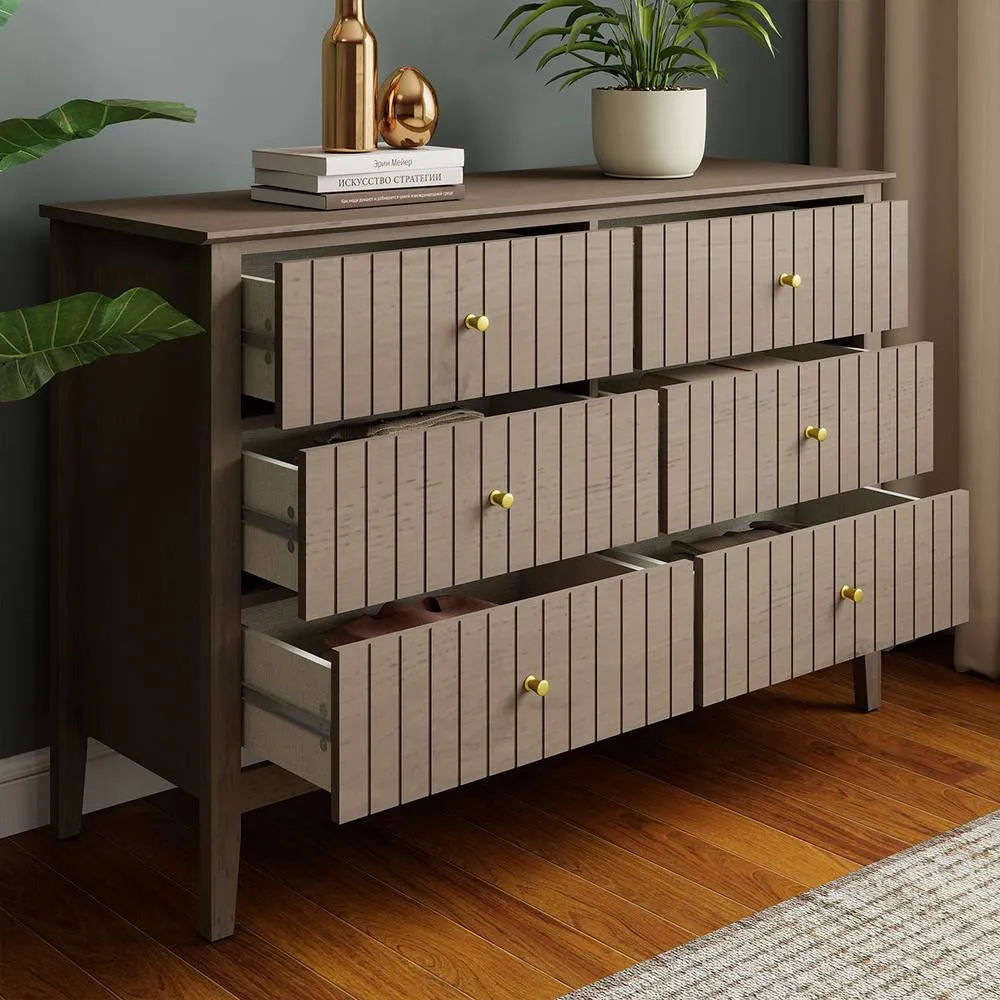 Melody Maison Large 6 Drawer Chest Of Drawers - Hales Pale Wood Range in Light Brown 6