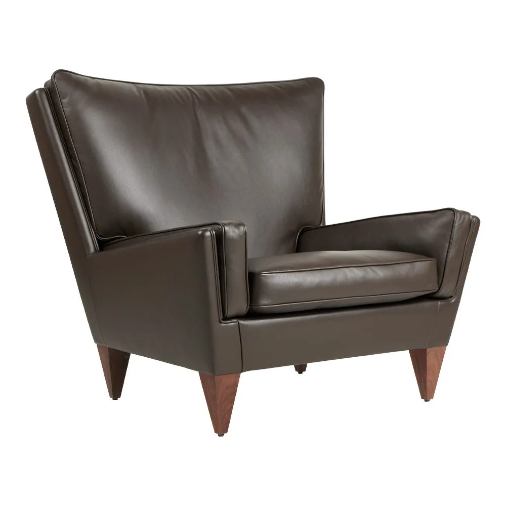Gubi V11 Lounge Chair in Smooth Leather Coffee and American Walnut 2