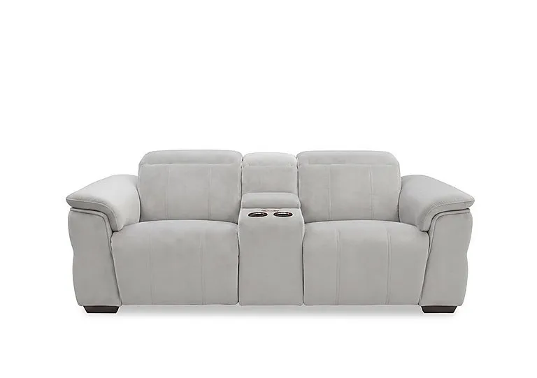 Inca Fabric 3 Seater Power Recliner Sofa with Pop Up Light Console and Power Headrests - Manhattan Stone