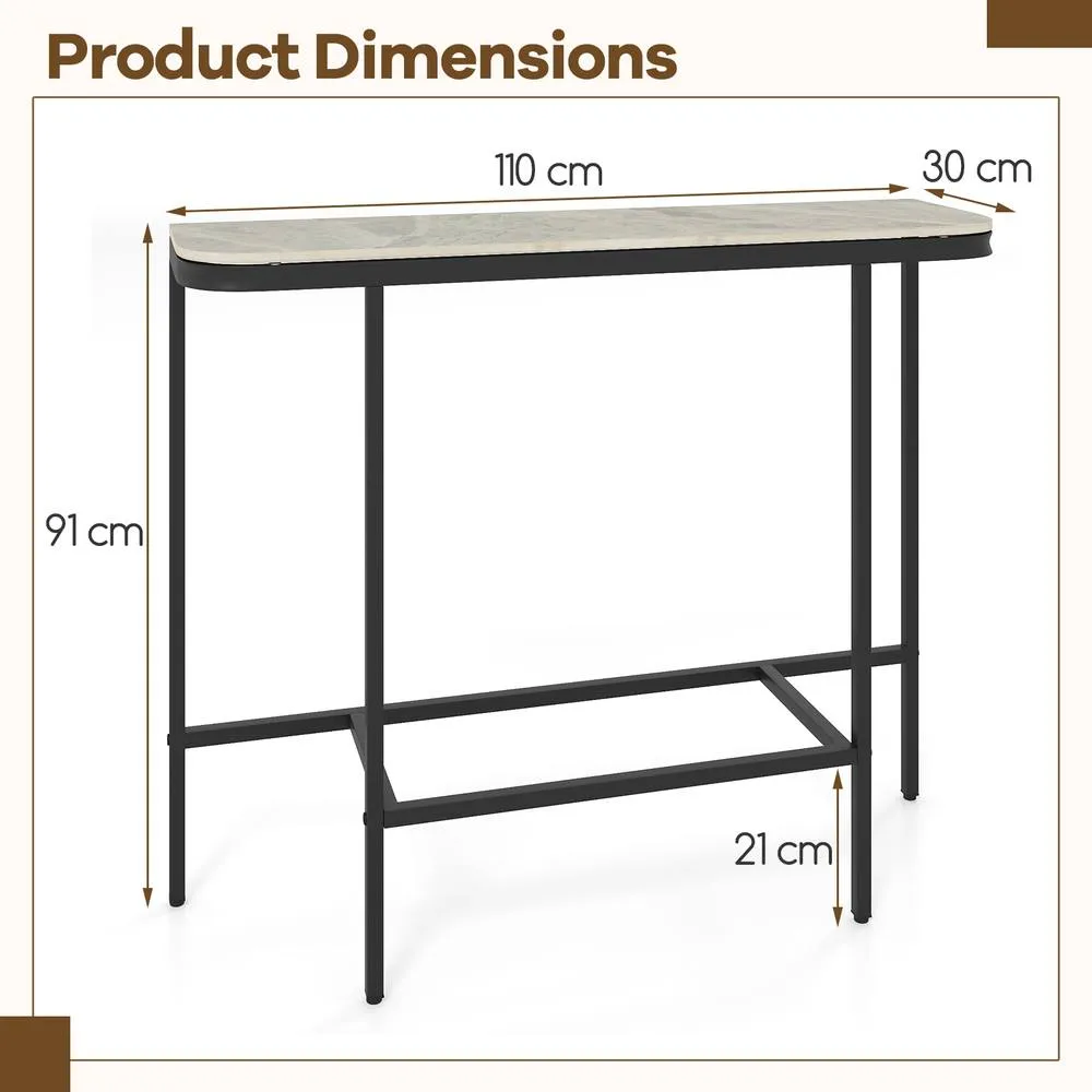 Costway Entryway Table Modern Hallway Sofa Console Table w/ Faux Marble Top in Grey 2