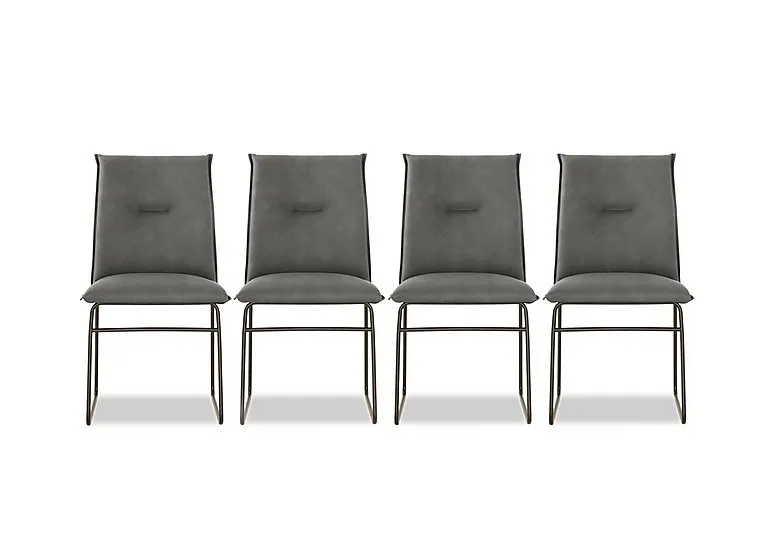 Maya Set of 4 Lava Metal Leg Dining Chairs