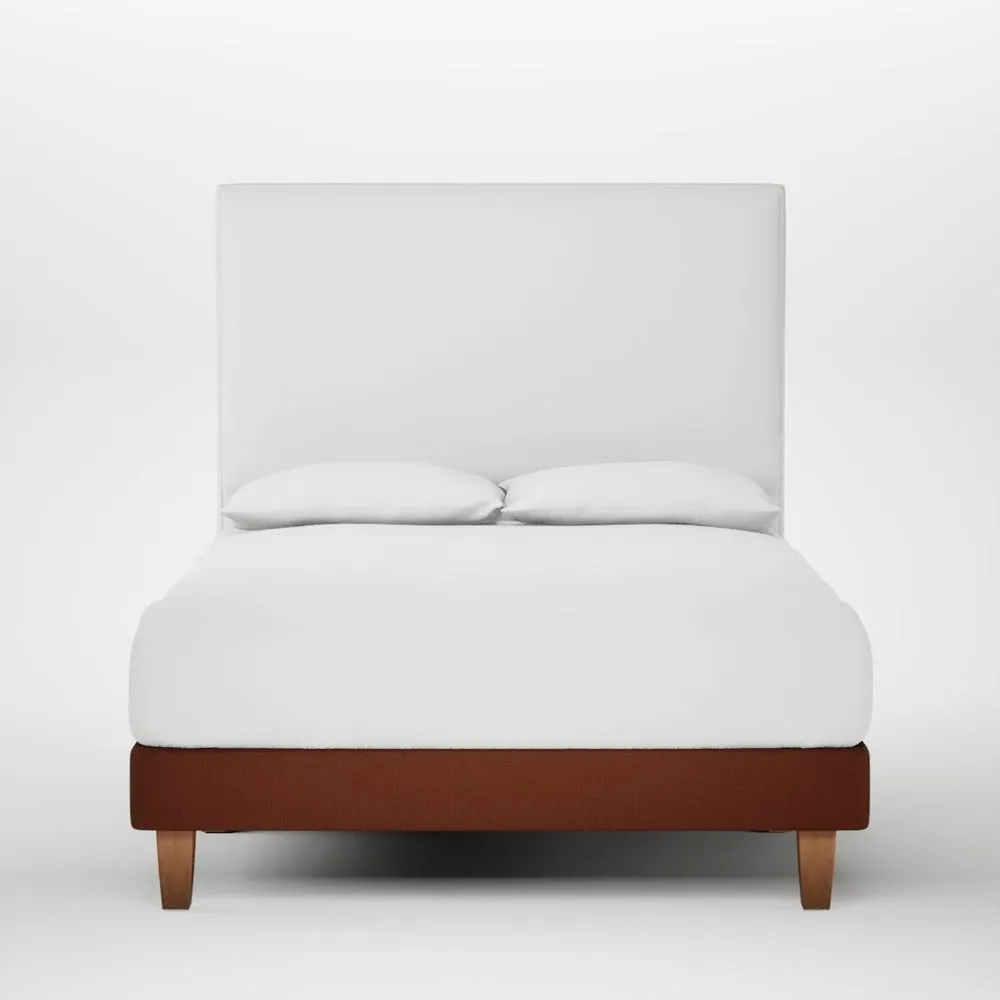 Heal's Shallow Divan Double Smart Cotton Linen Rust Light Soild Wood Feet 1