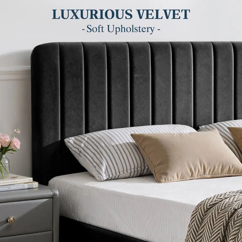 Comfy Living Ltd Brushed Velvet Fabric Gaslift Ottoman in Black 5