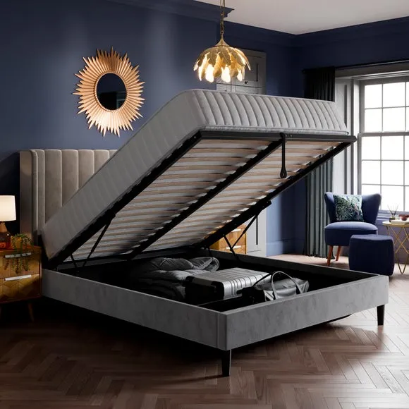 Alara Pleated Ottoman Bed Frame, Velvet 2