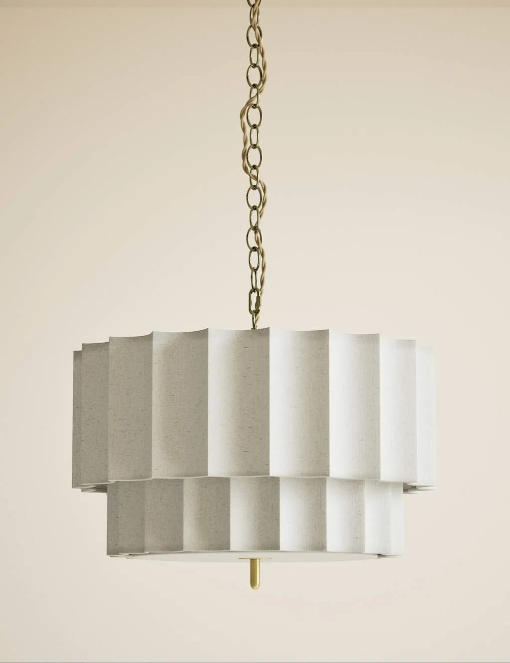 M&S Scallop Fluted Pendant Light with Diffuser Natural