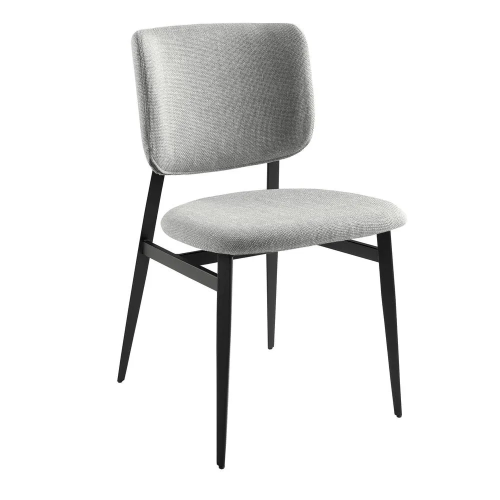 Angel Cerda Light Grey Fabric Dining Chair with Black Steel Legs
