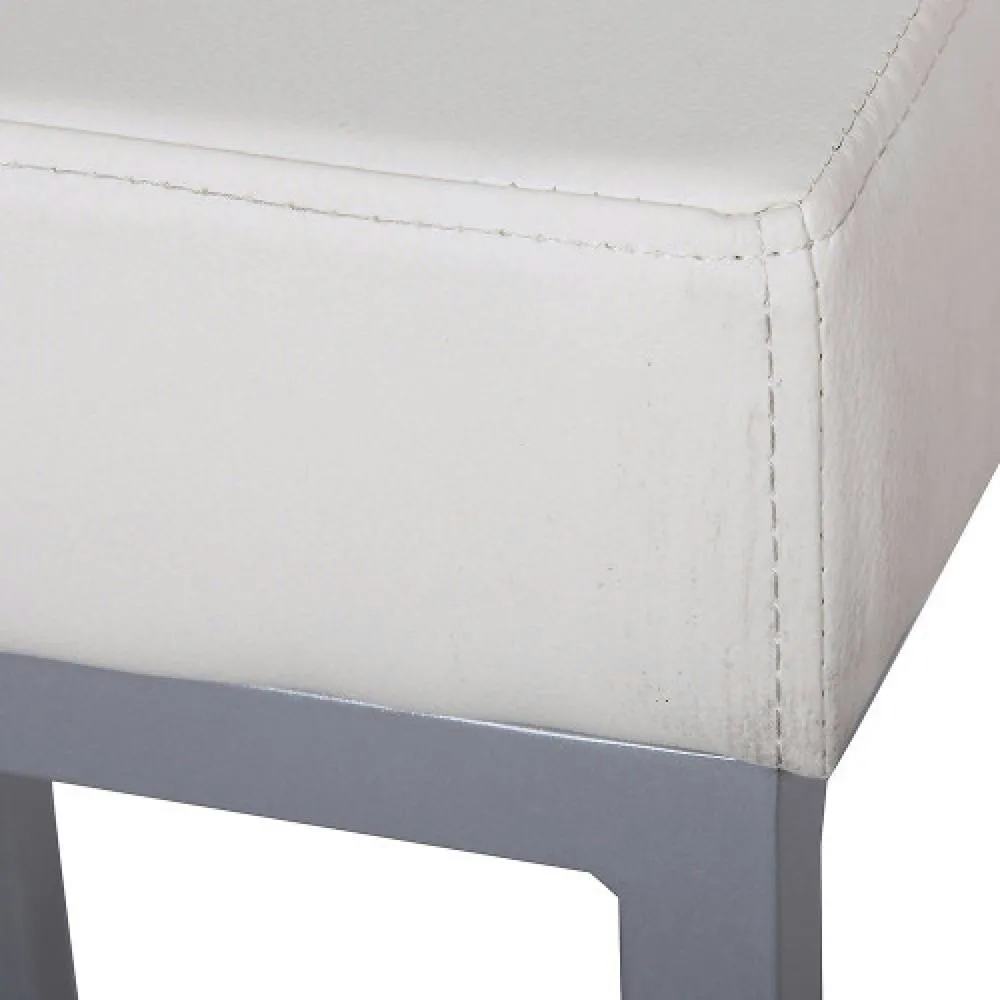 netfurniture Square Cube Shape Kitchen Bar Stool White Padded Seat 6