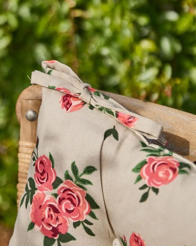 Dibor Set of 4 Vintage Rose Green Summer Outdoor Garden Chair Seat Pad Cushions W40 x L40cm 4
