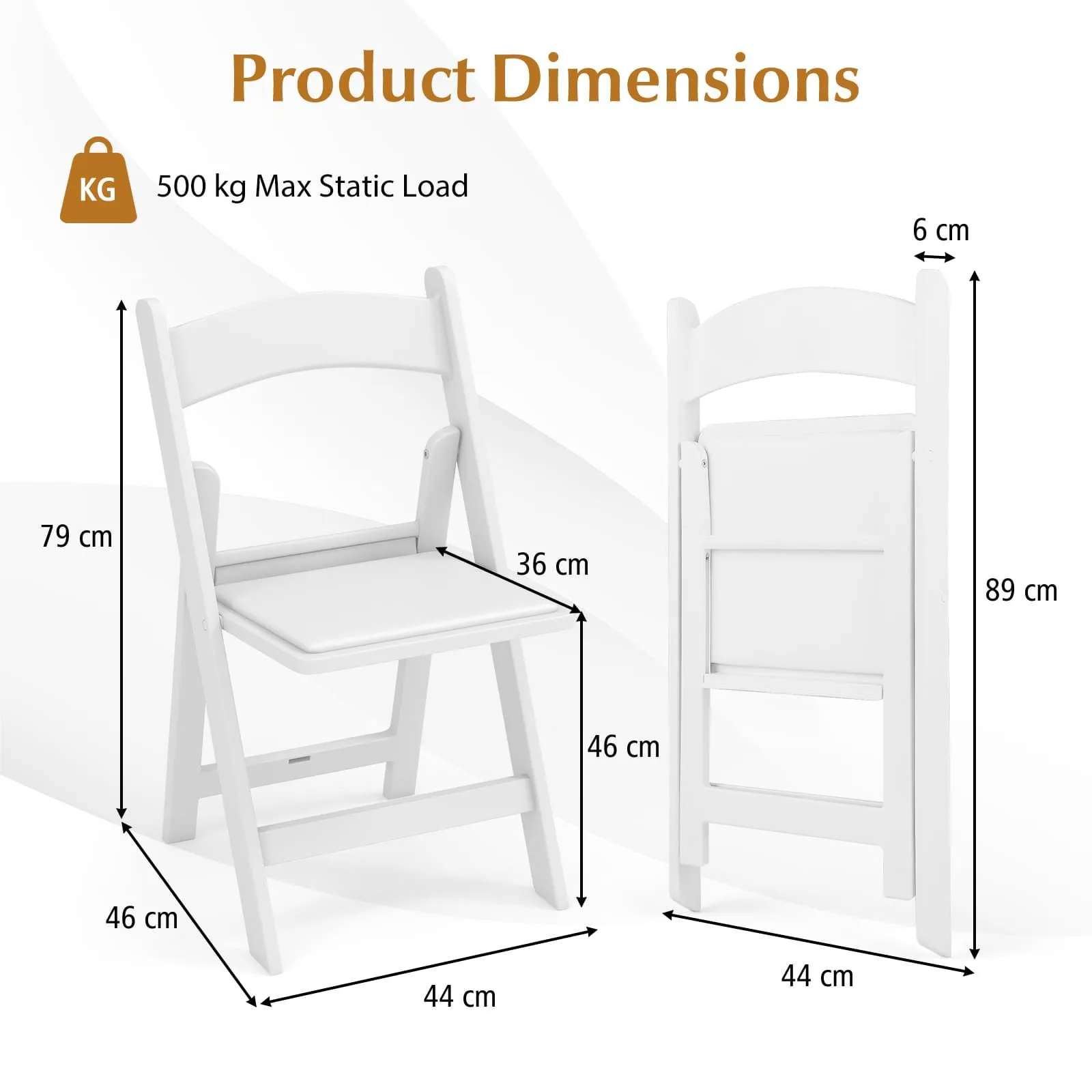 Costway 4 Pack Folding Chairs Dining Chair Set w/ Padded Seat & Back in White 2