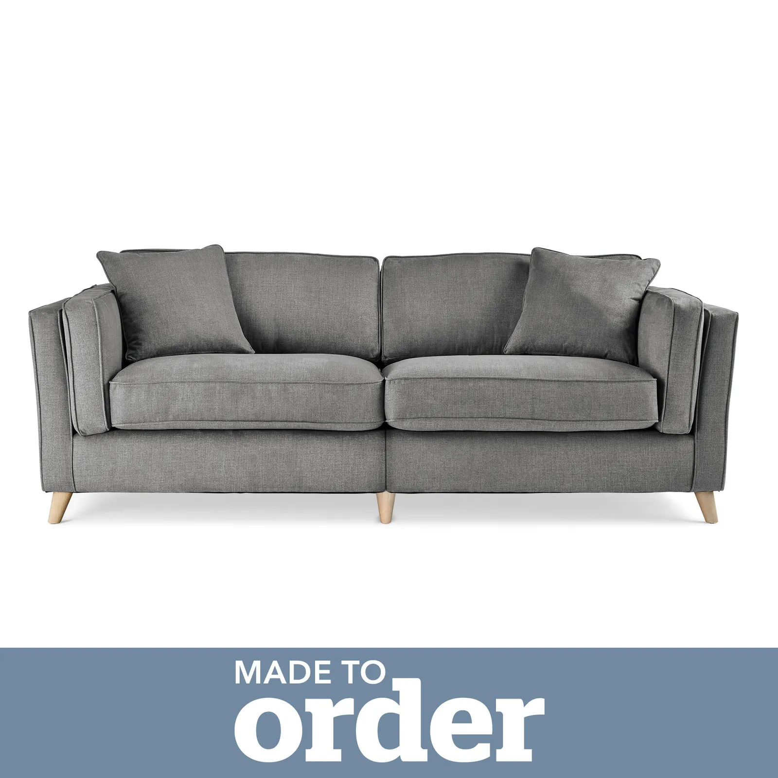 Arabella 4 Seater Sofa Brushed Plain Fabric Grey
