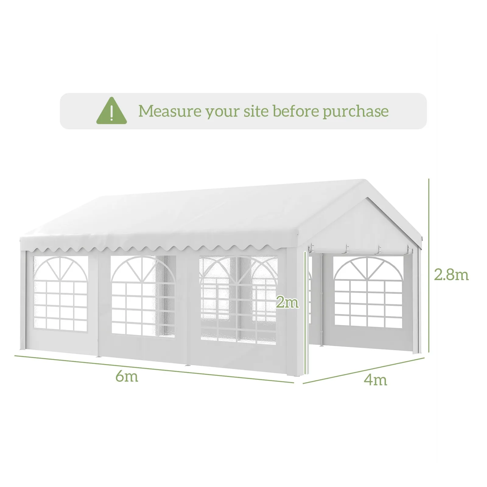 OUTSUNNY Garden Gazebo Portable Carport Shelter w/ Removable Sidewalls&Doors in Off-White 3