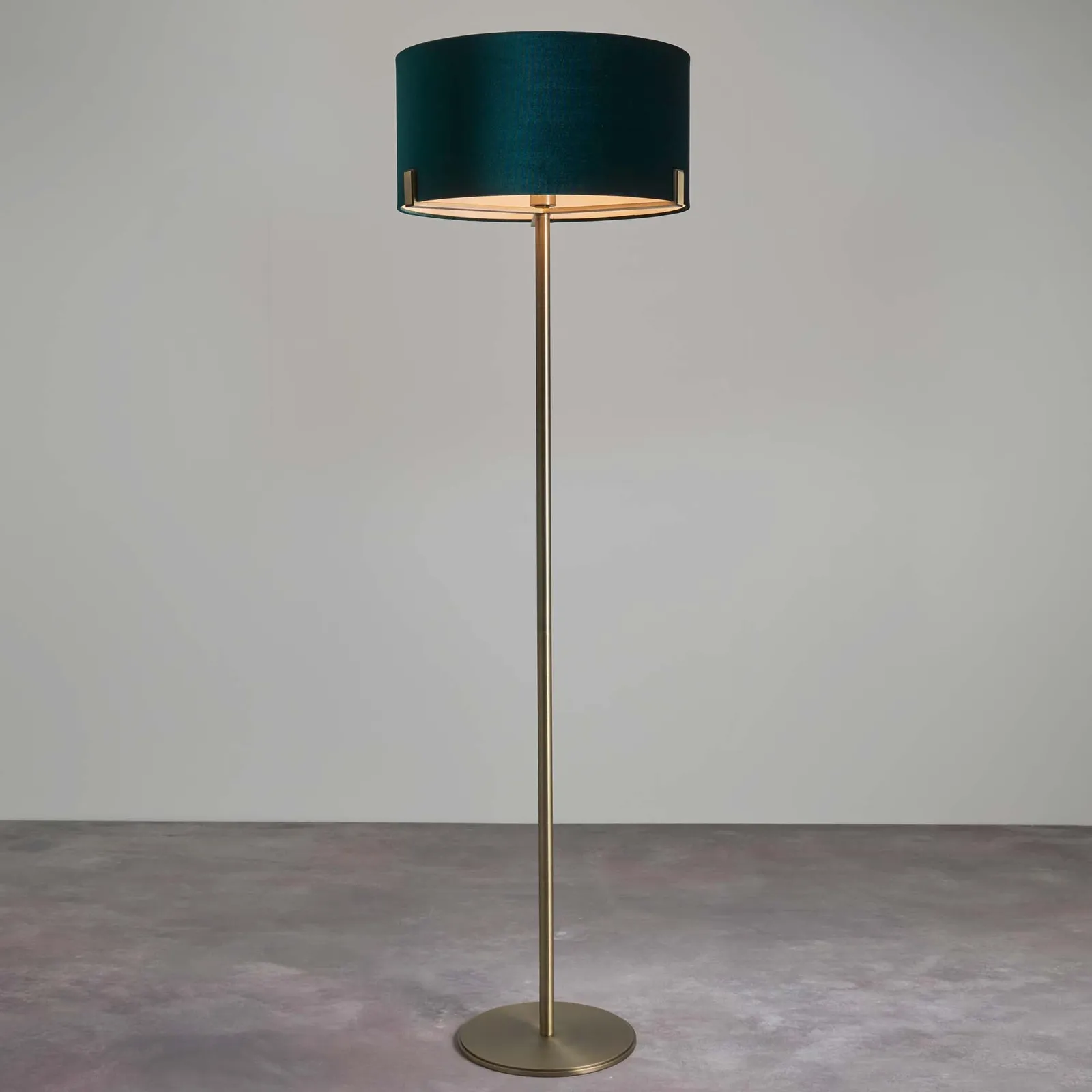 Vogue Balaton 1 Light Green Velvet Floor Lamp Green