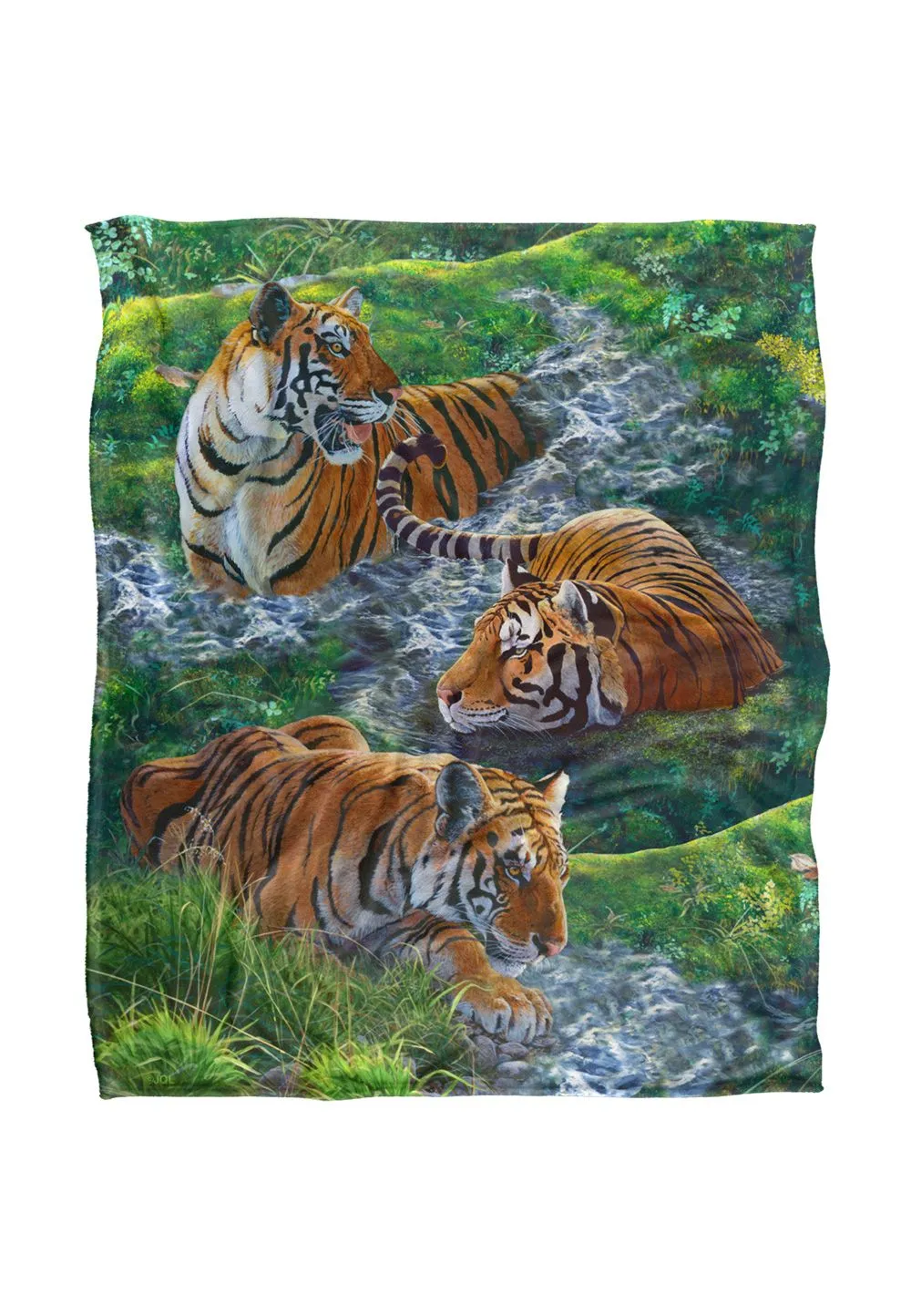 JQ Licensing Jmm-Jp Tigers In Water Silky Touch Super Soft Throw Blanket 152 X 127 cm in White