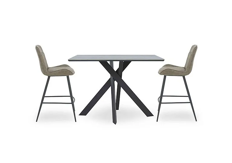 Warrior Grey Table and 2 Standard Bar Stools - Grey
