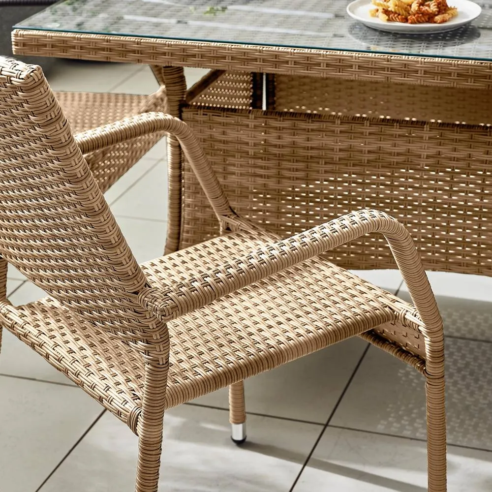 FurnitureboxUK Antigua 6 Seater Rattan Outdoor Garden Dining Set, PE Rattan, 6 Seat Garden Table & Chair Set, Weather Resistant in Beige 3