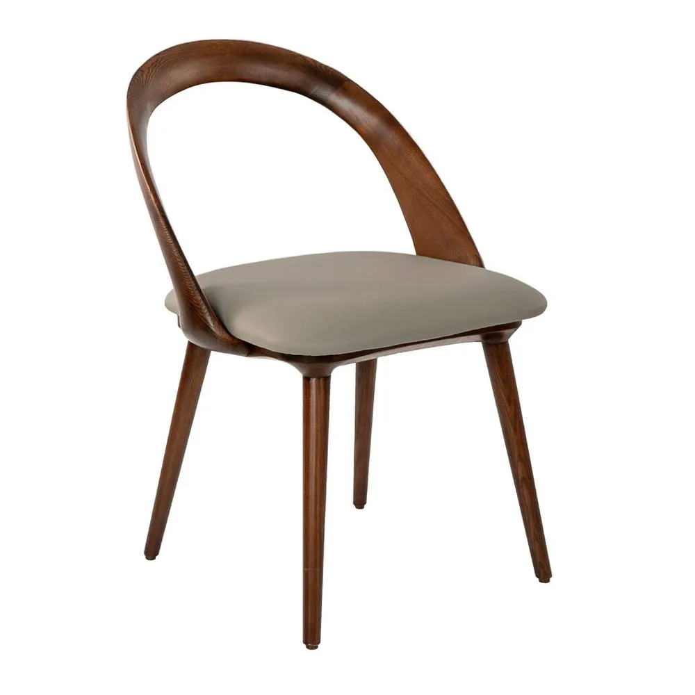 Angel Cerda Walnut & Mink Leatherette Dining Chair, 53x59x78 cm