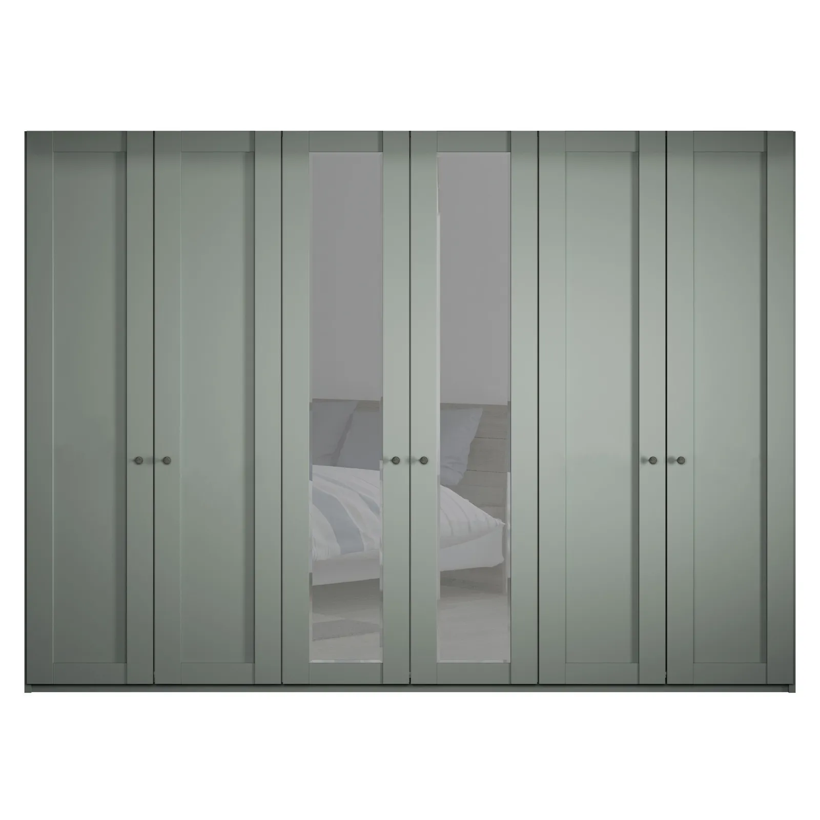 Varese 6 Dr Hinged Wardrobe W300Cm 2 Centre Mirror Dr, Green | Barker & Stonehouse 3