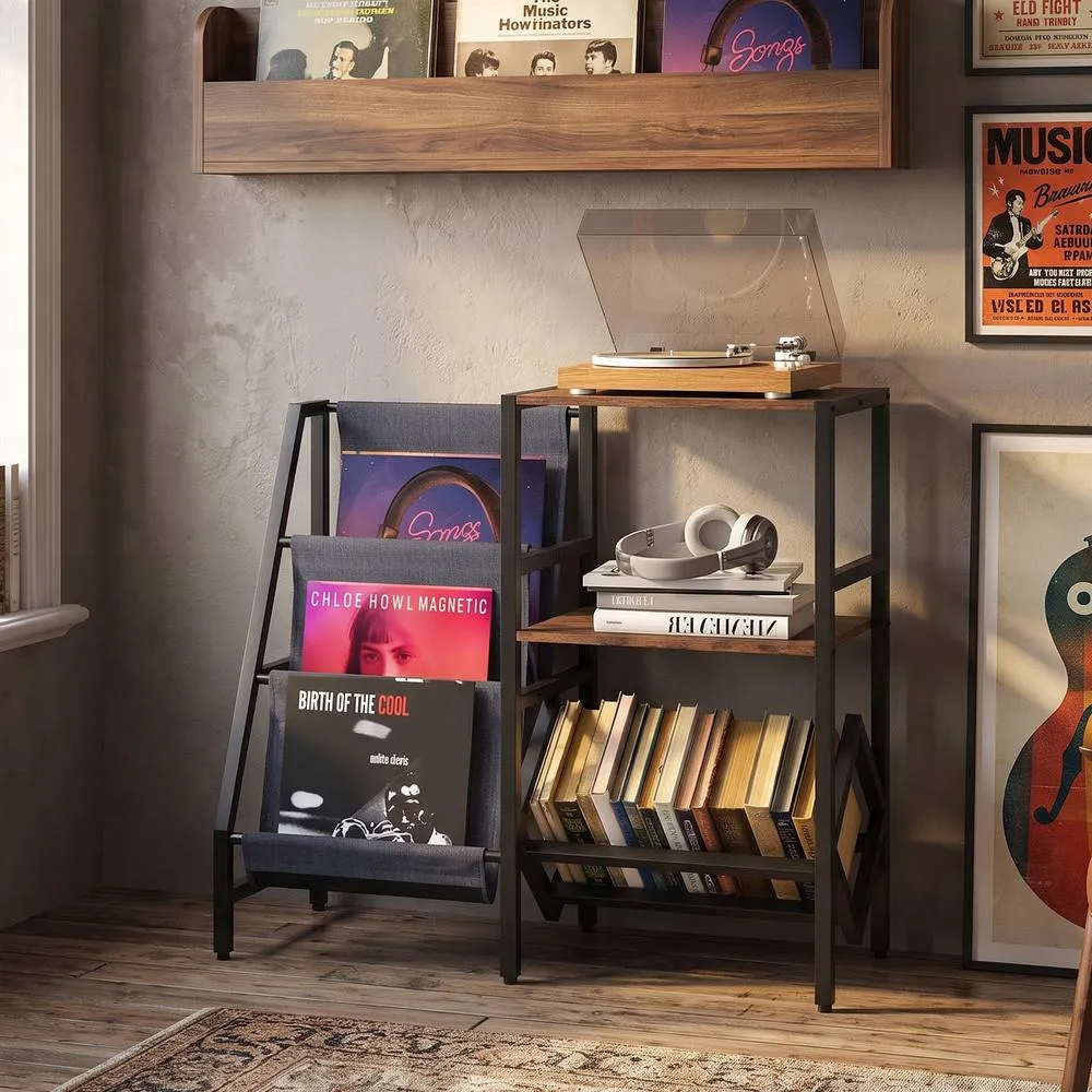 Costway Large Capacity Vinyl Holder with Metal Frame in Brown 4