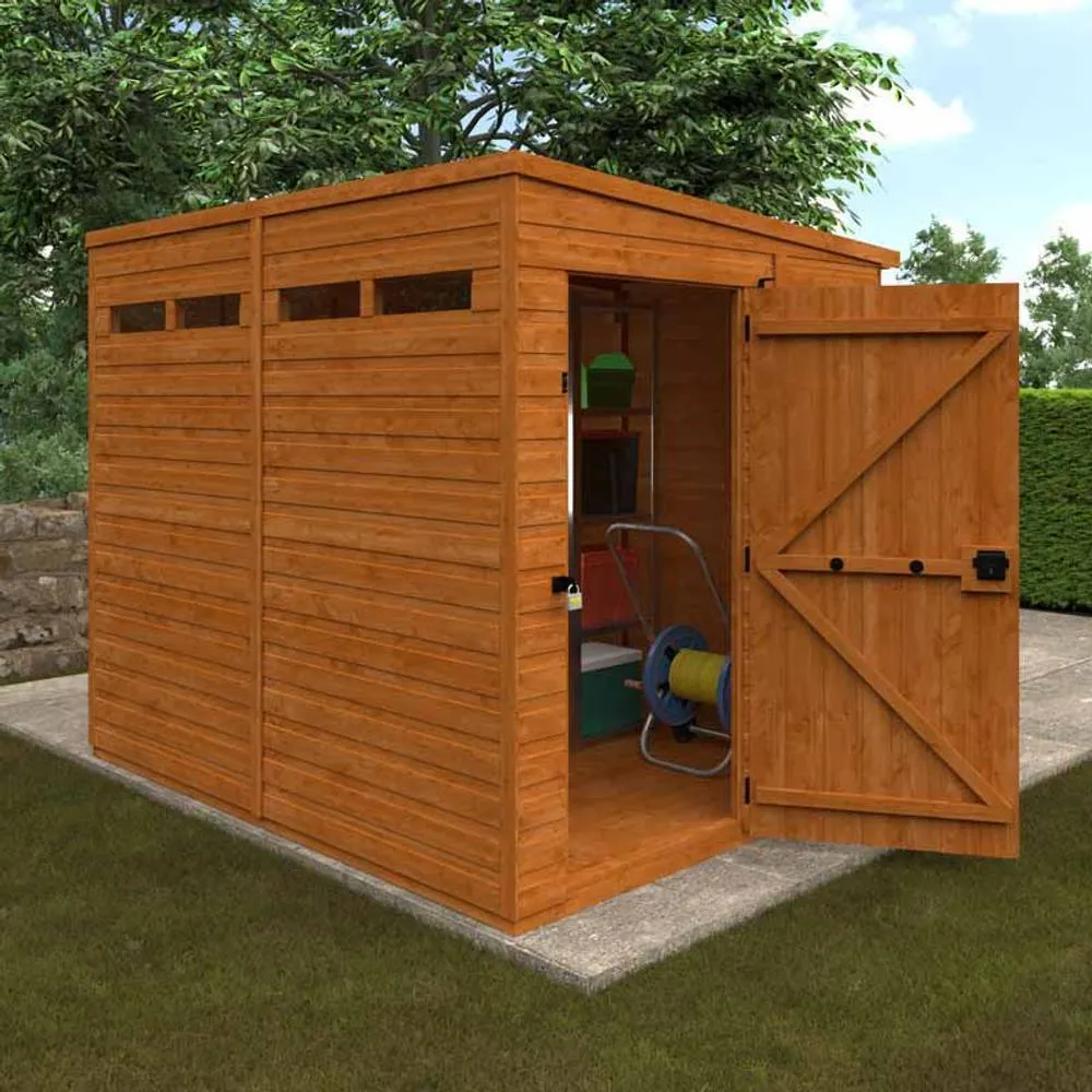 Buttercup Farm 8x6 Flex Pent Security 12mm Flex - L238.8 x W175 x H203 cm in Burnt Orange 3
