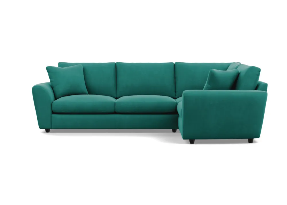 Heal's Snooze Right Hand Facing Corner Sofa Smart Velvet Green Black Feet