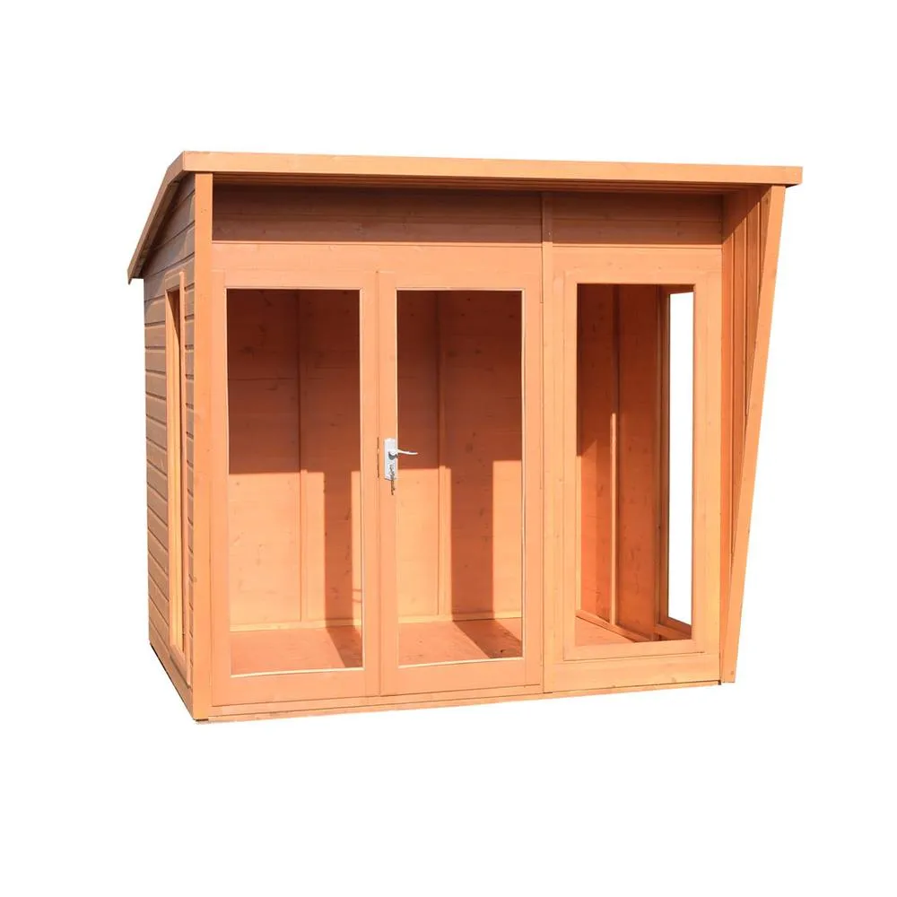 Shires Highclere 8 x 6 Feet Double Door with Three Windows Summerhouse in Light Brown 3