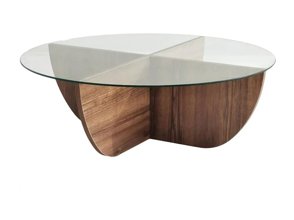 Vente-unique Tempered Glass Coffee Table - Natural & Clear - AYSUN 5