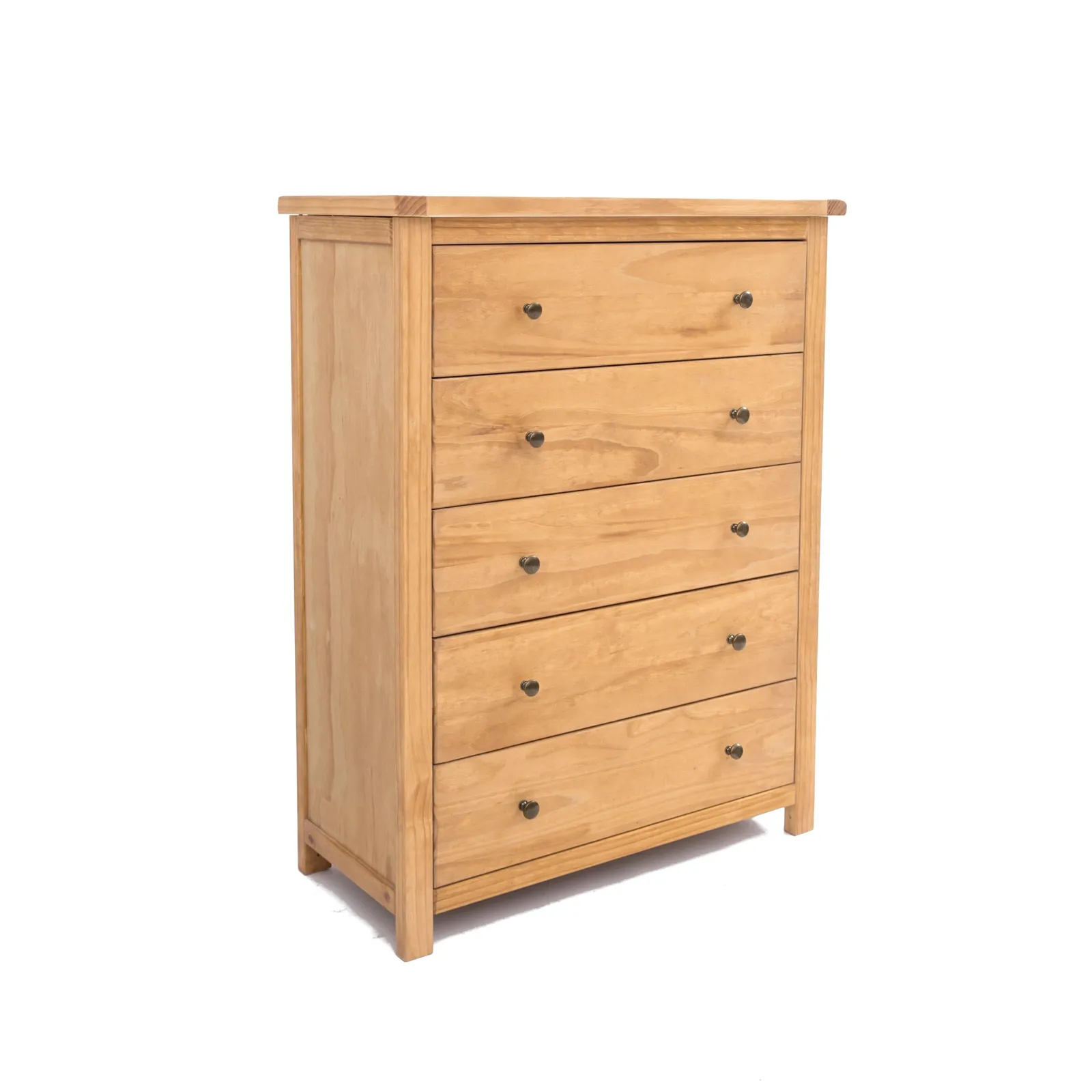 Cabinet Bits Lugo 5 Drawer Chest of Drawers Brass Knob in Light Brown 2