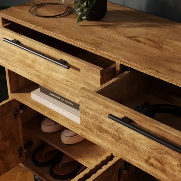 Bryant Hallway Console Table with Shoe Storage, Mango Wood Effect 3