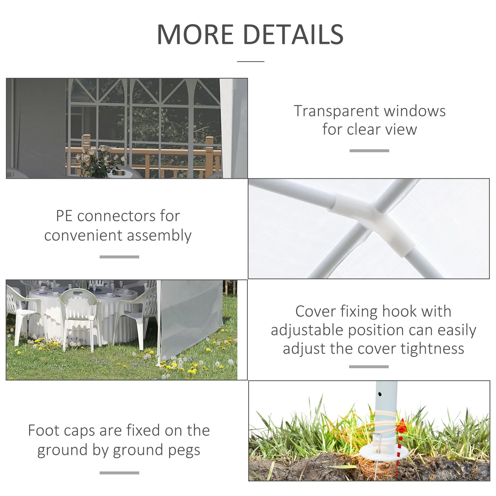 OUTSUNNY 6m x 3m Garden Gazebo Marquee Canopy Party Tent Canopy Patio in White 5