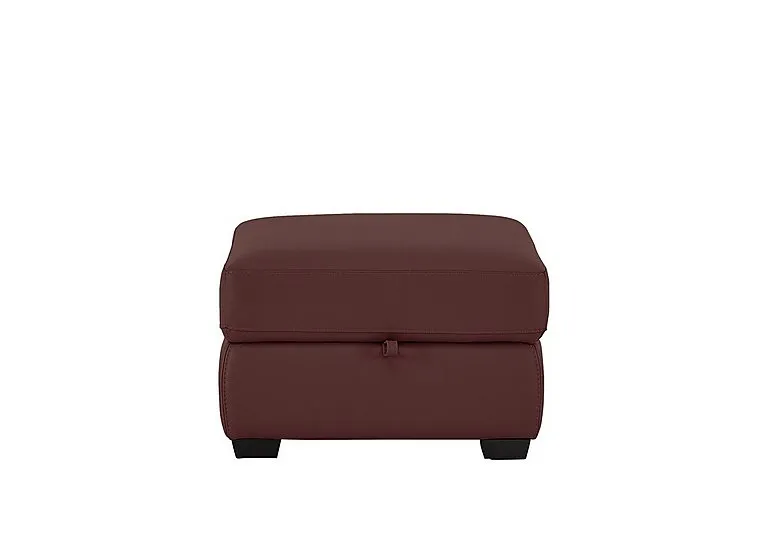 Compact Collection Petit Leather Storage Footstool - BV Deep Red