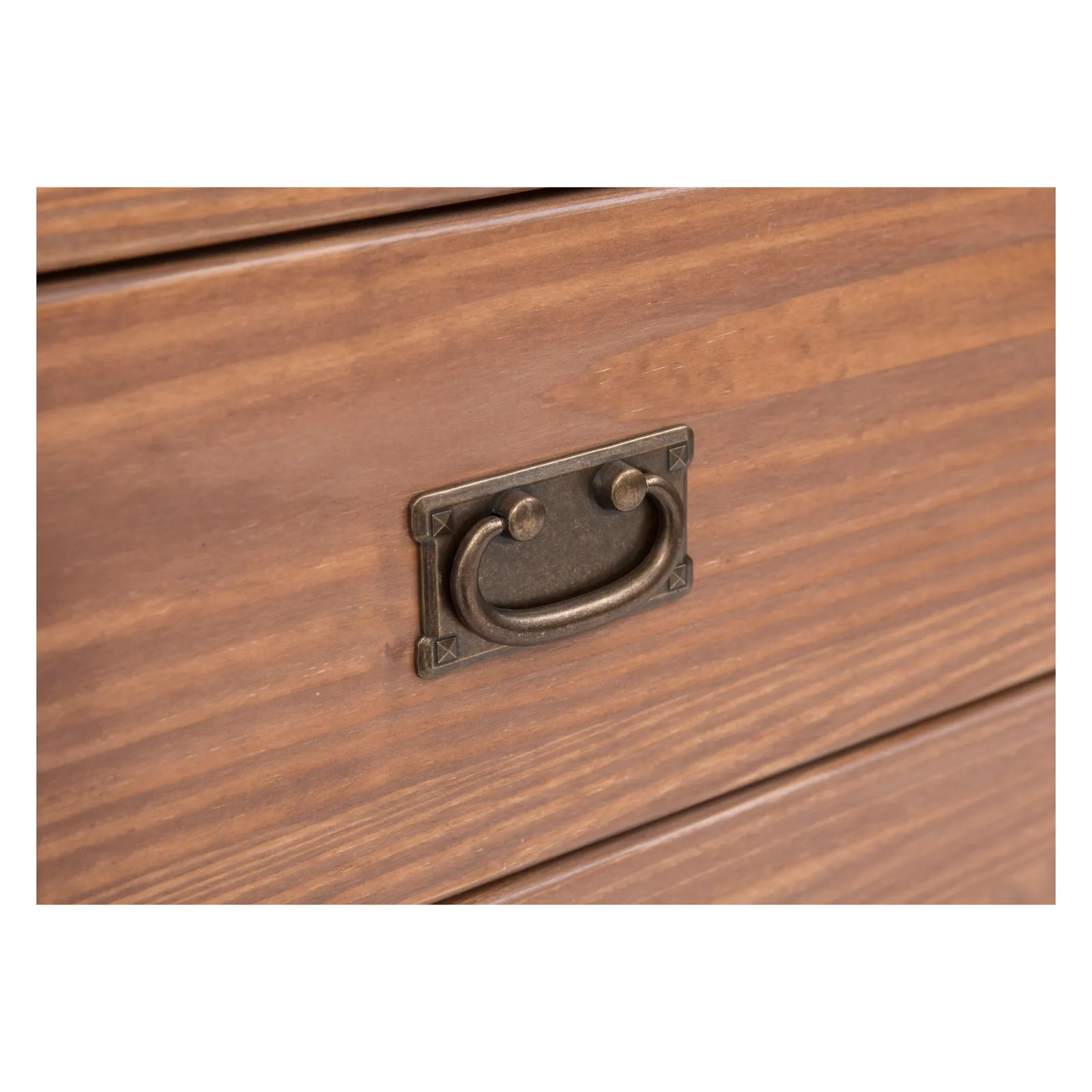 Cabinet Bits Tirolo 3 Drawer Desk - Dressing Table Brass Drop Handle in Brown 5