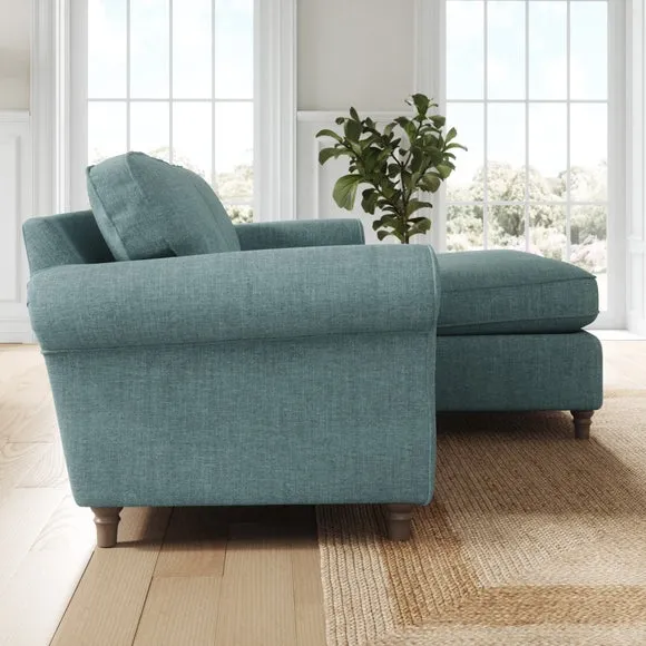 Flori Tonal Plush Chenille Corner Chaise Sofa 2
