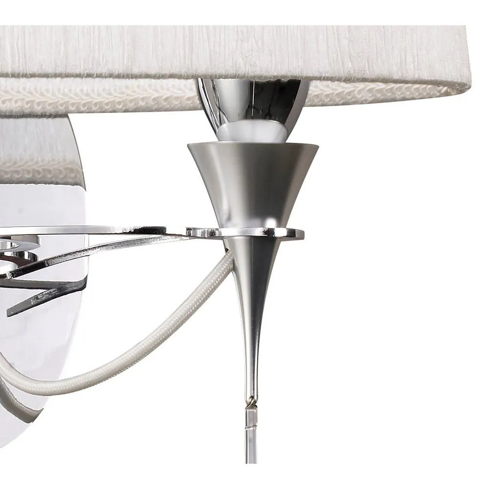 Netlighting Lucca Wall Lamp Switched 2 Light E27 Chrome White Shade & Crystal 6