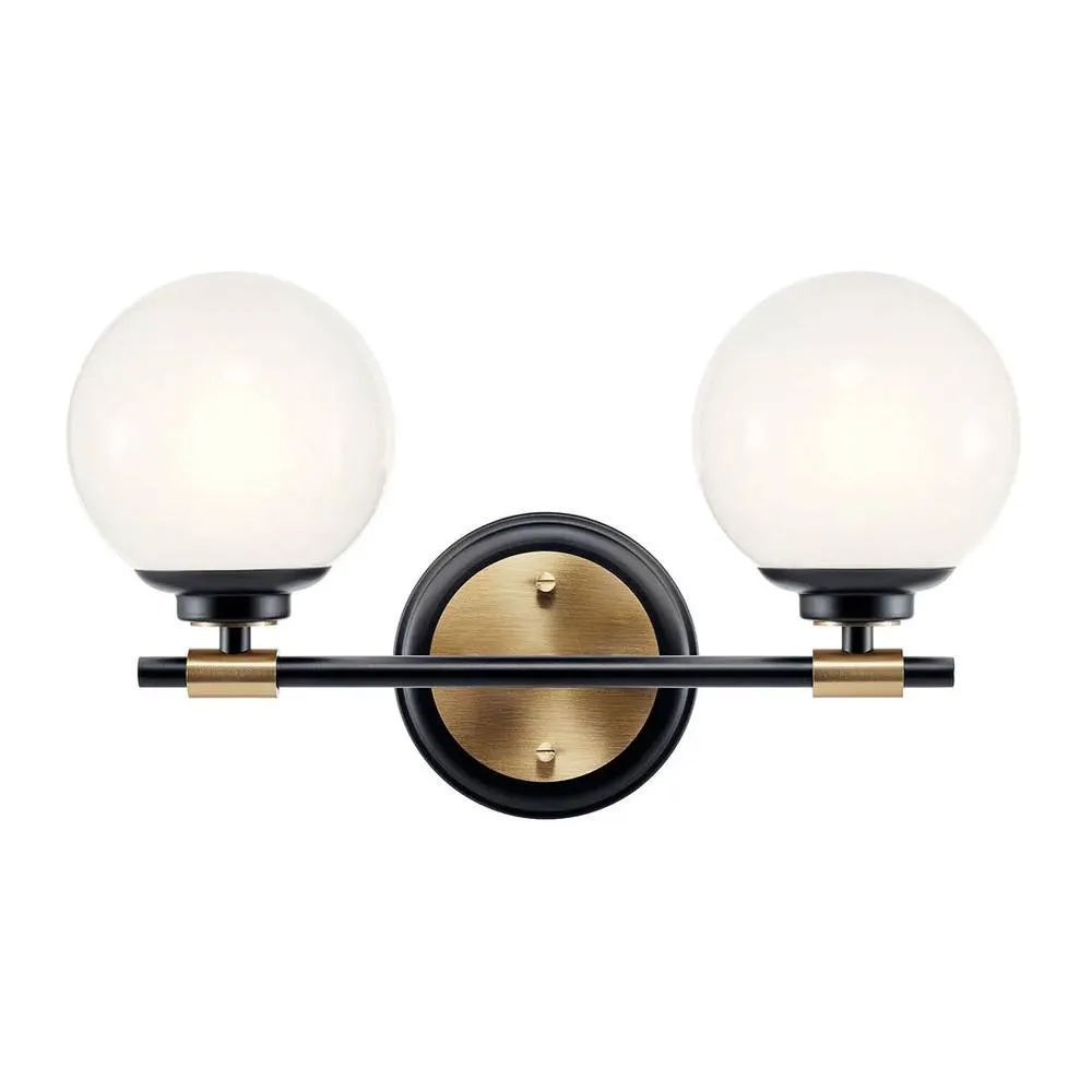 Netlighting Kichler Benno Bathroom Wall Lamp Black Champagne Bronze IP44 2x G9 in Brown 3