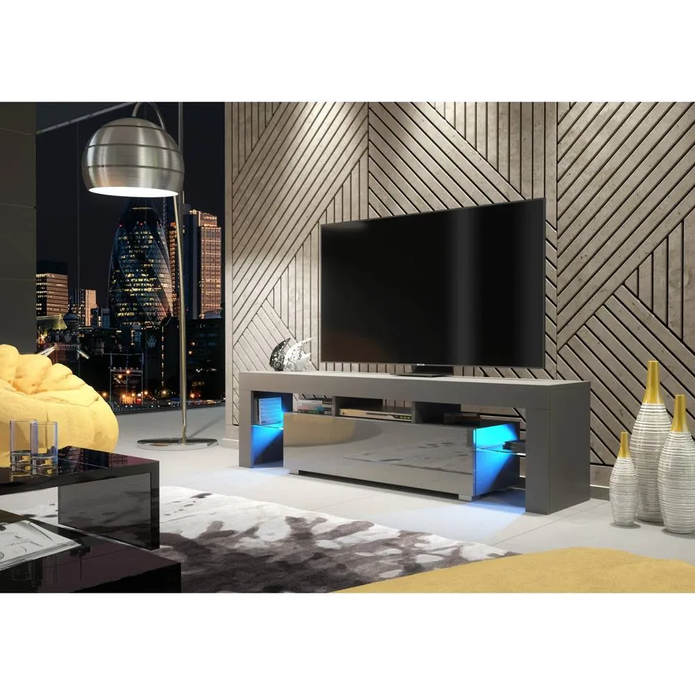 Creative Furniture Aria TV Unit 160cm - Dark Grey with Gloss Doors & LED Lights 6