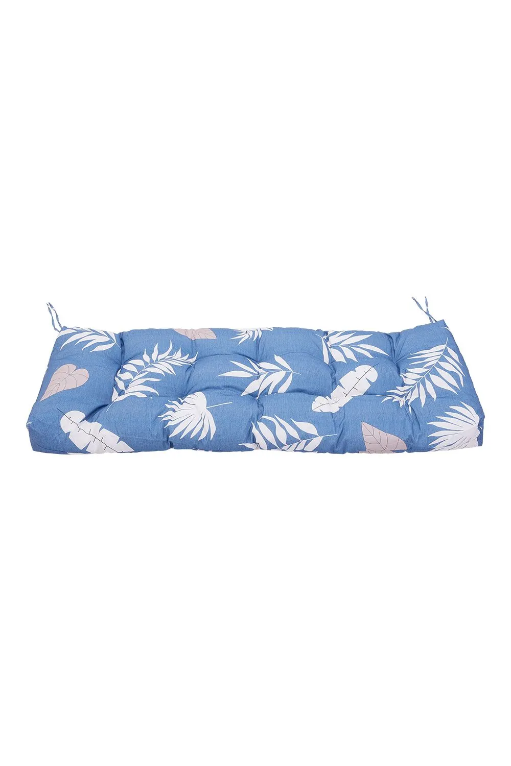 Living and Home 130cm W x 50cm D Waterproof Patio Bench Leaves Print Seat Cushion in Blue