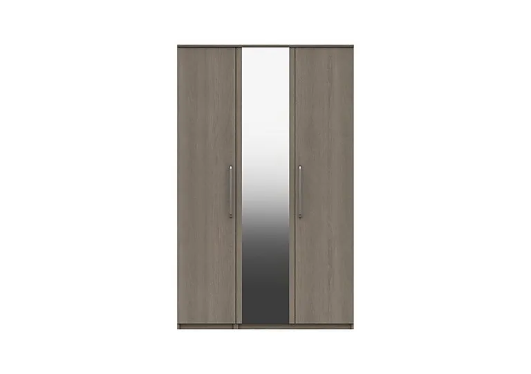 London Bedroomsfriars 3 Door Wardrobe with Mirror - Beige Grey Oak