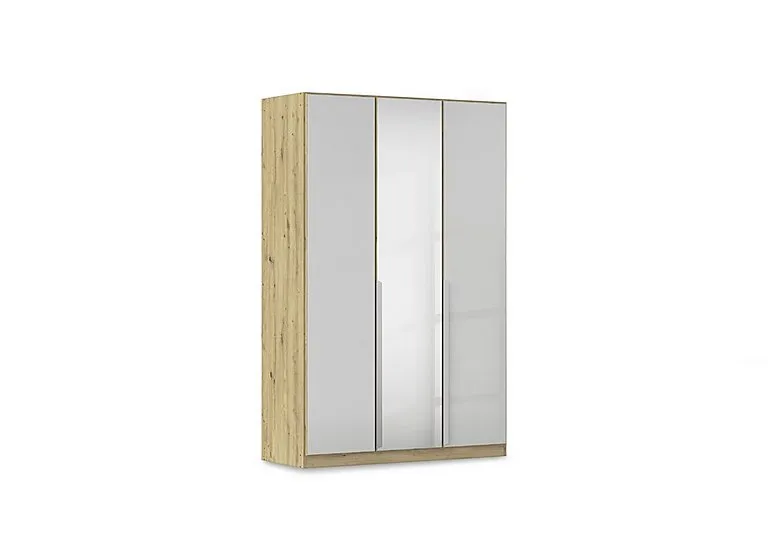 Freja 136cm 3 Door Hinged Glass Wardrobe With Mirror Door
