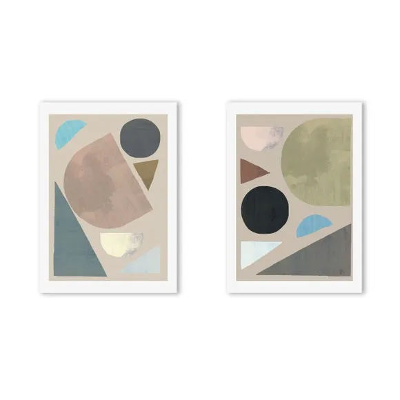 East End Prints Set of 2 Muted Abstract Shapes Prints 2