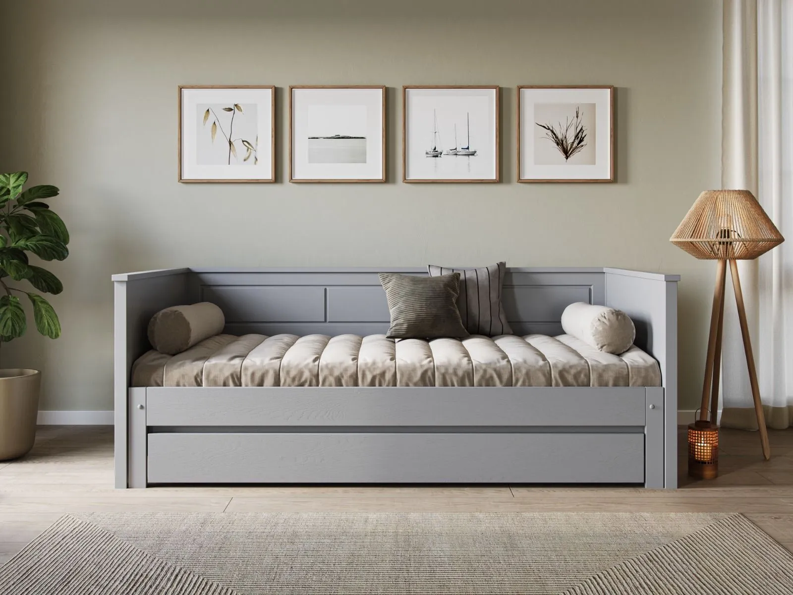 Flair Erika Solid Wood Guest Bed in Grey 4