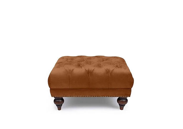 Shackleton Leather Square Footstool with Turned Feet