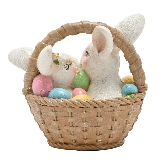 Eggstraordinary Gift Co. Bunnies in a Basket Ornament 3
